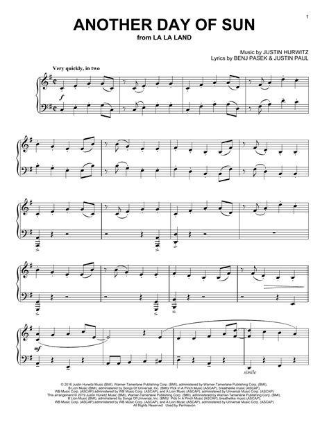 Another Day Of Sun (from La La Land) Piano .